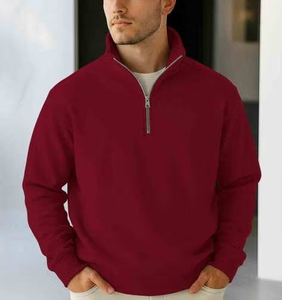 OEM Custom Logo Personalized 1/4 <b>Zip</b> Sweatshirt for Men Cotton/Polyester Blend Fleece Regular Fit Pullover Quarter Half <b>Zip</b> - Product Image 2