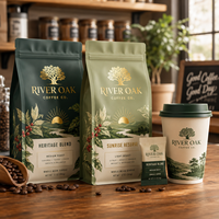 AT PACK Ensembles d'emballage pour thé et café 100g, Boîte en papier Doypack personnalisée pour café filtre pour la France, Kits d'emballage pour torréfacteurs et cafés