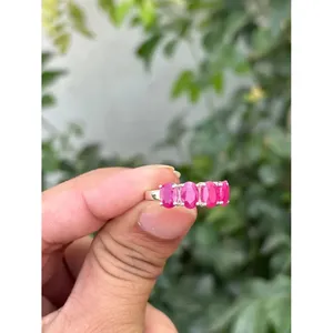 <b>Ruby</b> <b>Eternity</b> Band <b>Ring</b> 925 Sterling Silver Handmade Gemstone Band <b>Ring</b> Wholesale Jewelry Supplier - Product Image 2