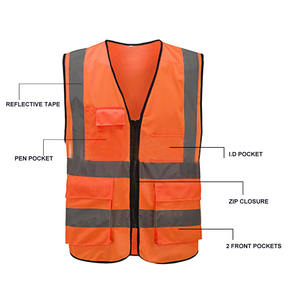 Chaqueta de Seguridad Reflectante de Alta Visibilidad Más Vendida, con Múltiples Bolsillos y Cremallera, 100% Poliéster, Ropa de Trabajo - Product Image 2