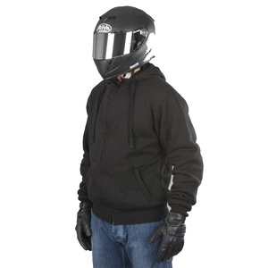 Sweat à capuche de moto en polaire noire pour hommes Nouveau sweat à capuche zippé Style d'équitation Sweat à capuche de motard personnalisé avec équipement de protection amovible - Product Image 3