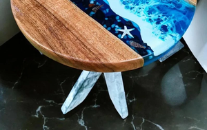 Table à manger rectangulaire moderne faite à la main en résine, design artistique pour les célébrations de mariage et d'anniversaire, imperméable, décoration de salon, décoration de la maison - Product Image 4