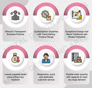 Plateau de service brillant en acier inoxydable fabriqué en Inde-Plateau décoratif de table élégant avec poignées dorées au prix de gros - Product Image 6