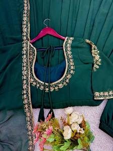 Nouvel ensemble haut palazzo dupatta pour femmes, en micro-coton lourd réversible, de style indien/pakistanais, élégant et décontracté, pour les fêtes et les mariages - Product Image 4