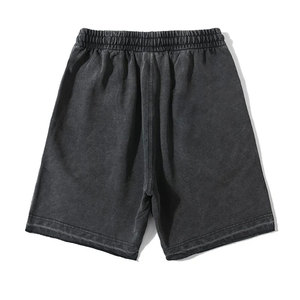Shorts en velours côtelé délavé pour homme, 100 % coton, couleur unie personnalisable, respirant, coupe ample, style hip-hop streetwear, élastique - Product Image 2