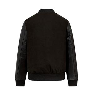 Blouson universitaire de haute qualité pour homme, tendance, avec boutons recouverts, col montant, logo frontal, à capuche, 100 % laine, coupe-vent, fabrication usine - Product Image 4