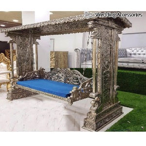 Columpio de plata para escenario de boda para novia, novio, elegante Columpio de Base de pavo real para boda, y Sangeet Mehndi, pareja de escenario Jhoola - Product Image 1