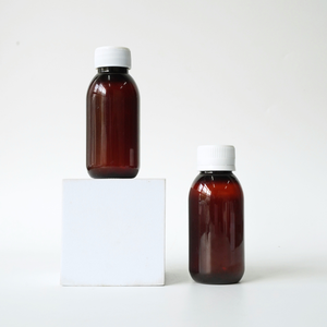 Botella PET Marrón de 100 ml con Tapa de Rosca, Forma Cilíndrica, Serigrafía para Medicamentos y Productos Farmacéuticos, Marca OEM/ODM - Product Image 5