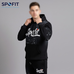 ชุดวอร์มมีฮู้ดสีทึบสำหรับผู้ชายชุดวอร์มพิมพ์ลายดิจิทัลแนวสตรีทผ้าซักแบบกำหนดเอง - Product Image 4