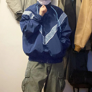 Vestes d'entraînement réfléchissantes bleu marine pour hommes, style cool, veste coupe-vent athlétique pour le lycée, fabricant et fournisseur de vêtements - Product Image 4