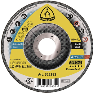 KLINGSPOR A980 TZ Special <b>Saw</b> Blade D125x0.8mm Offset INOX Bore 22.23mm Pack Size 25 Cutting Disc for Effective Inox Cutting - Product Image 3