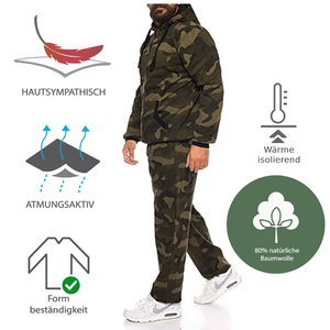 Conjunto Deportivo Personalizado de Invierno para Hombre, Estilo Urbano, Camuflaje, Estampado Sólido, Grueso, Sudadera con Capucha y Cremallera, Pantalones Deportivos Rectos - Product Image 2