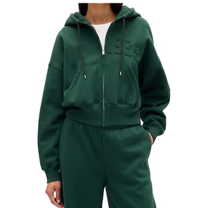 Sweat-shirt à capuche en molleton doublé 100% coton avec fermeture éclair intégrale et logo personnalisé, style classique, décontracté, pour tous les jours, fabricant OEM/ODM - Product Image 1