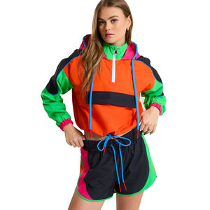 ¡Novedad de 2025! Conjunto corto cortavientos con estampado Anarok para hombre, dos piezas con cremallera de nailon y bloque de Color de talla grande, calle alta de verano - Product Image 1