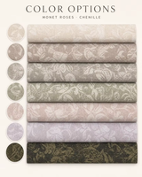 Rideau de luxe en chenille tissée motif Rose Monet, occultant à 90-100%, lourd et drapé, pour salon, couloir et projets.