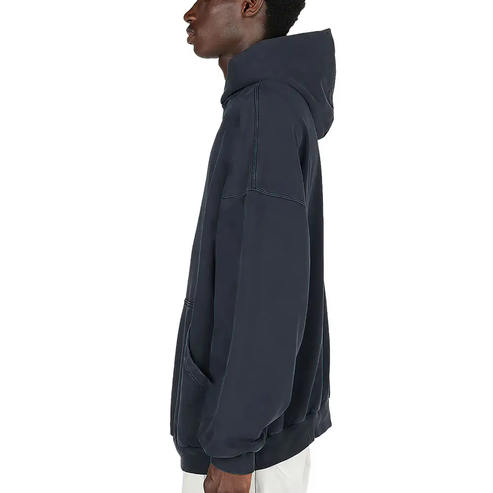 Produsen Untuk pakaian Bea Cukai pria katun tanpa tali hoodie berat bordir kustom hoodie gaya jalanan ukuran plus