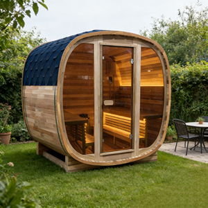 Sauna extérieur en cèdre rouge premium pour 6 personnes avec porte en verre teinté - Product Image 4