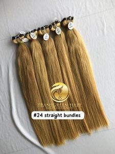 Top mejor calidad 22 "#24 Color Straight Wholesale's Bundle's Raw Indian Temple Directo de India Machine Double Weft Human Hair - Product Image 6