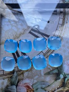 เบาะเหลี่ยมเพชรพลอย8มม. ตัดเป็นพลอยโอนิกซ์สีฟ้าเงางามเป็นธรรมชาติหลวมปรับน้ำหนักได้สำหรับการทำเครื่องประดับและของตกแต่ง - Product Image 4