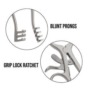 Rétracteur à retenue automatique 3x3 broches émoussées avec vis de réglage Rétracteurs chirurgicaux généraux - Product Image 2