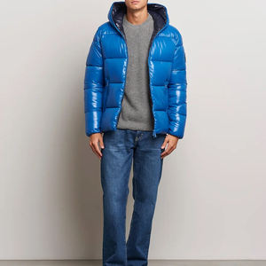 Wholesale Men's Coated Long <b>Padded</b> Cotton Filled Puffer <b>Jackets</b> Zipper Fly Stand Collar Hooded High Street OEM Service Available - Product Image 3