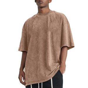 Vintage lavé hommes T-Shirts blanc surdimensionné coupe ample homme vêtements 100% coton imprimé sonnerie côtes o-cou T-shirt pour hommes - Product Image 3