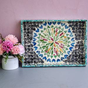 Fabriqué à la main élégant nacre incrusté bois plateau de service bureau usage domestique-vente en gros Vietnam Table basse décor plateaux alimentaires - Product Image 4