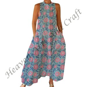 Combinaison sans manches 100% coton imprimée à la main avec motif floral, style streetwear, respirante, confort toute la journée, intemporelle BPJS023 - Product Image 3