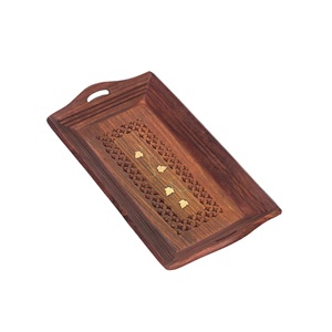 Handcrafted Enamel Printed Wooden Serving Platter Decorative Kitchen and Dining <b>Trays</b> for <b>Snacks</b> Appetizers and Party Use - Product Image 6