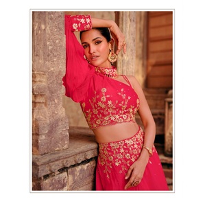 Maruti Fashion Designer Pure Silk Wedding Lehenga Choli MF301 Impression numérique multicolore avec séquence pour les fêtes - Product Image 1