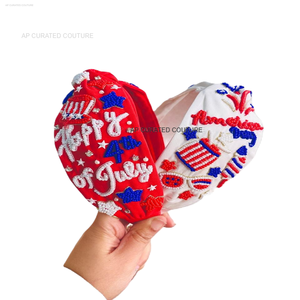 Diadema con cuentas hecha a mano para el 4 de julio, fiestas y desfiles del Día DE LA Independencia, accesorio patriótico al por mayor - Product Image 1