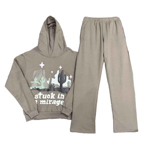 Venta al por mayor de chándal de los hombres bordados chándales pantalones de chándal y sudaderas con capucha Unisex personalizado Puff impresión Logo 2 conjuntos de chándales - Product Image 5