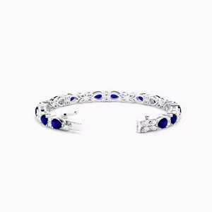 Pulsera de tenis de diamante moissanite para mujer, nuevo diseño, Diamante Azul brillante y blanco, joyería fina helada - Product Image 2