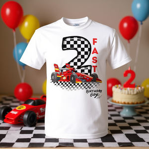 Camiseta Blanca de Carreras para Niño de 2 Años, Camiseta Promocional Two Fast para Niños - Product Image 3