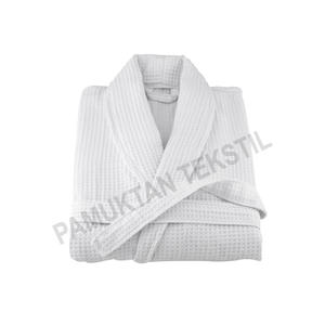Peignoir en coton gaufré de qualité supérieure 100% coton, blanc, peignoir d'hôtel, tissé à la main, séchage rapide, tailles S-XXL, fabriqué en Turquie - Product Image 2