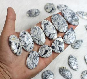 Hecho a mano ovalado blanco Natural Pinolith jaspe cabujones COLLAR COLGANTE a granel Creación de piezas de joyería únicas piedras preciosas sueltas - Product Image 6