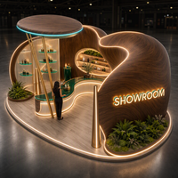 Stand d'exposition organique incurvé à double courbure de 6m x 6m, stand personnalisé avec LED bicolore