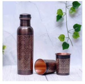 Botella de cobre grabada antigua más vendida, botella de agua de cobre, regalo hecho a mano personalizado, artesanía de Moradabad hecha en India hecha a mano - Product Image 2
