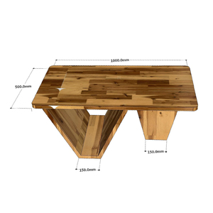 Table à thé rectangulaire en bois d'acacia 100x50x45cm, style farmhouse fait main avec plateau en verre pour salon ou entrée TT68228 - Product Image 4