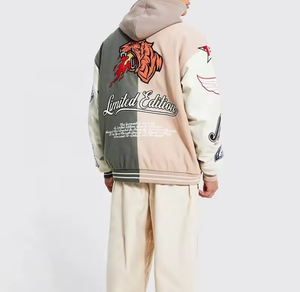 Chaquetas universitarias de buena calidad, cuello levantado, dobladillo acanalado, venta al por mayor, chaqueta deportiva lisa de otoño a la moda personalizada 2025 - Product Image 3