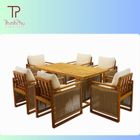 Mobilier de jardin Acacia, table et chaises pour la cuisine, villa, cour, hôtel, repas, loisirs, extérieur, meubles
