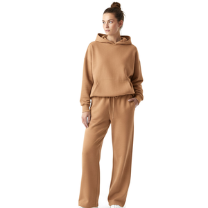 Ensemble de survêtement 2 pièces de qualité professionnelle, décontracté, uni, d'hiver, pour femmes et unisexe, à capuche, longueur intégrale, vente en gros - Product Image 5