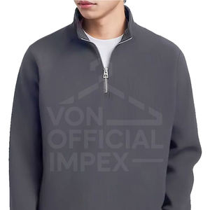 Top Tendance Qualité Classique Hommes Demi Zip Sweats Basics Coton Mélangé À Manches Longues Heavy Duty Demi Zip Sweats - Product Image 6