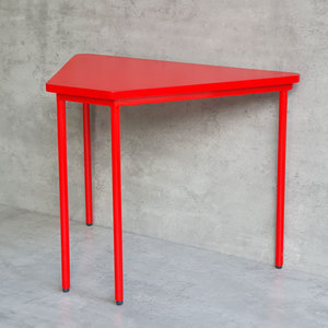 Modern Design Set of 2 Trapezoidal <b>Outdoor</b> Study <b>Tables</b> for Kids Preschool Rubber Wood <b>Tables</b> with Iron Legs-KGD040 - Product Image 6