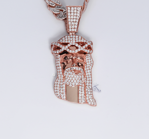 Cadena colgante de Hip Hop de Plata de Ley 925 con diamantes de moissanita en cortes redondos y baguette con claridad VVS completamente helada - Product Image 2