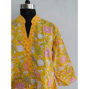 Tunique courte en coton pour femmes, robes patchwork, couleurs d'été, vente en gros - Product Image 3