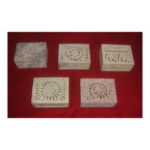 Hot Selling New Leaf Floral and <b>Elephant</b> Rectangular Carving Assorted Soapstone Jewelry Boxes for Package Wedding Ring Box - Product Image 1