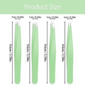 Juego de pinzas para cejas recubiertas de papel verde, Punta inclinada, acero inoxidable, 3,8 pulgadas, Kits de pinzas para manicura - Product Image 2