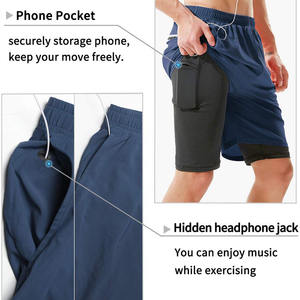 กางเกงขาสั้นเล่นกีฬาสำหรับผู้ชายกางเกงขาสั้นออกกำลังกายเล่นบาสเก็ตบอลแห้งเร็วระบายอากาศได้ดีสองชั้นสำหรับฤดูร้อน - Product Image 5