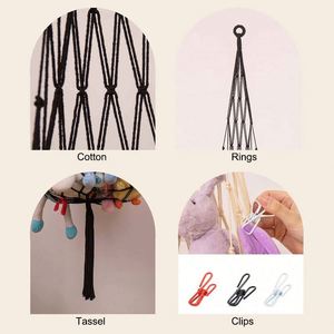 Boho Animal Holder Organizer Macrame Woven <b>Wall</b> Hanging <b>Storage</b> Bag Net Macrame Toy Hammock for Stuffed Animals - Product Image 6
